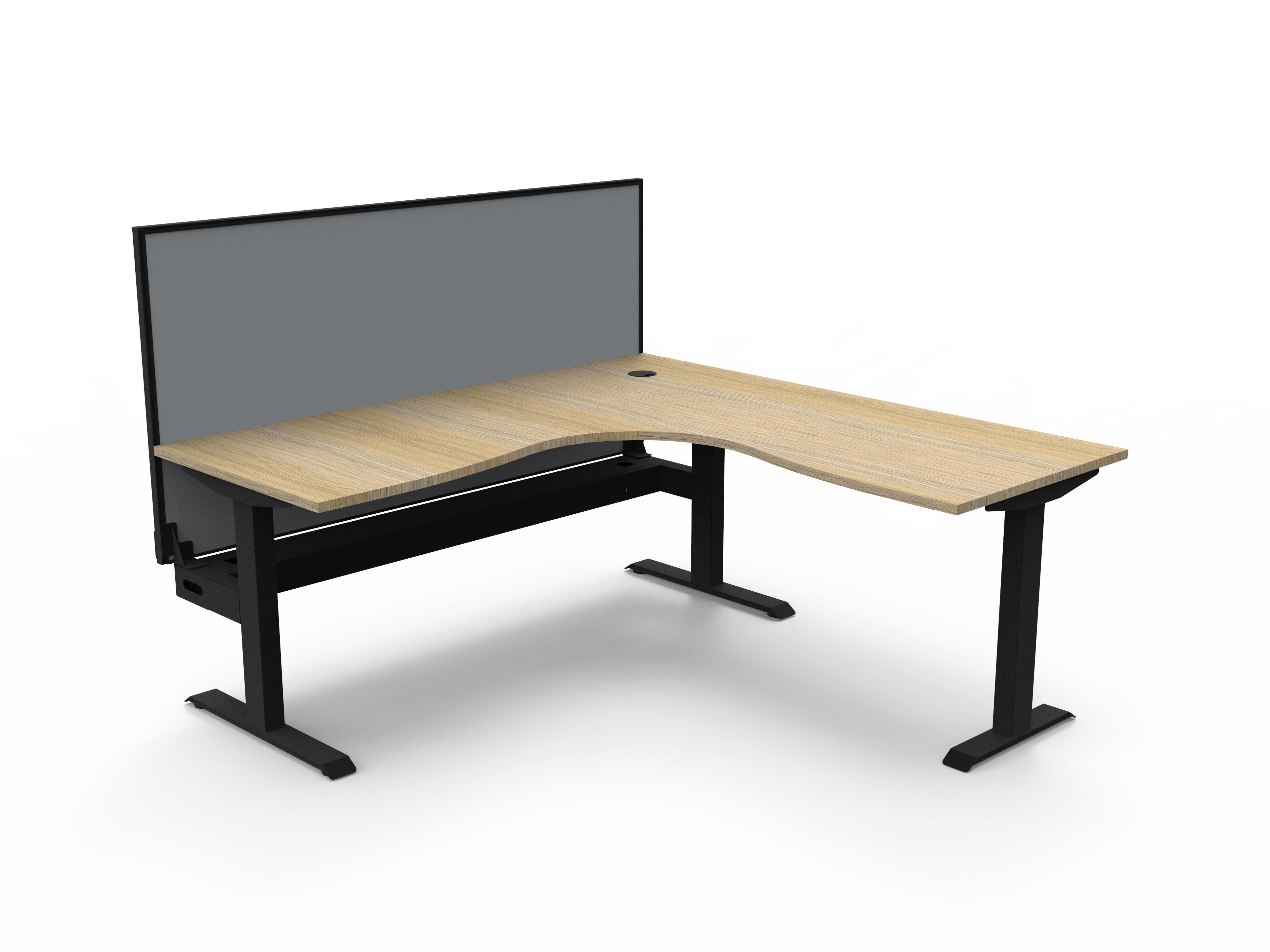 Rapidline Boost Static Corner Workstation – 1800×1800mm Natural Oak Top & Black Satin Frame