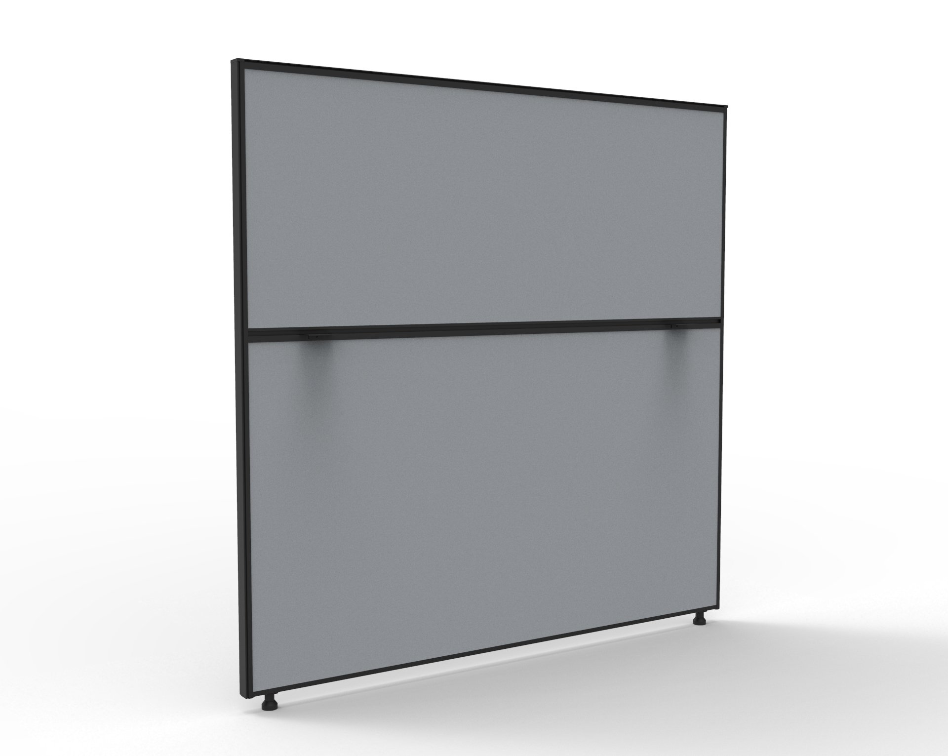 Rapidline SHUSH30 Desk Screen 1200W x 1200H x 30T – Grey Fabric, Black Powder Coat Frame