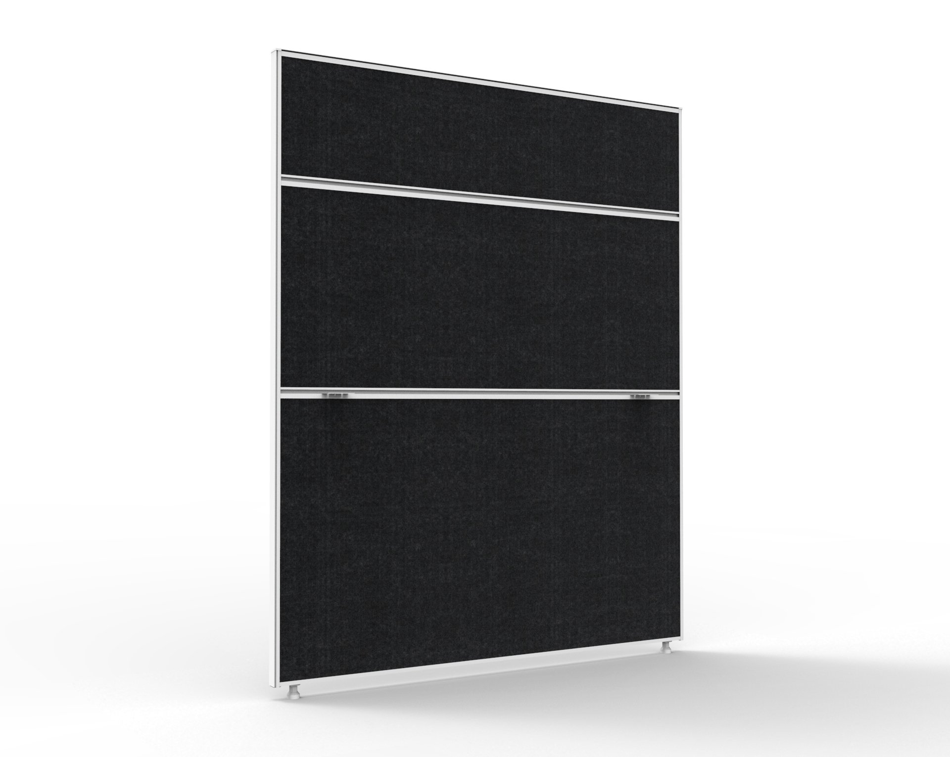Rapidline SHUSH30 Desk Screen 1200W x 1500H x 30T – Black Fabric, White Powder Coat Frame