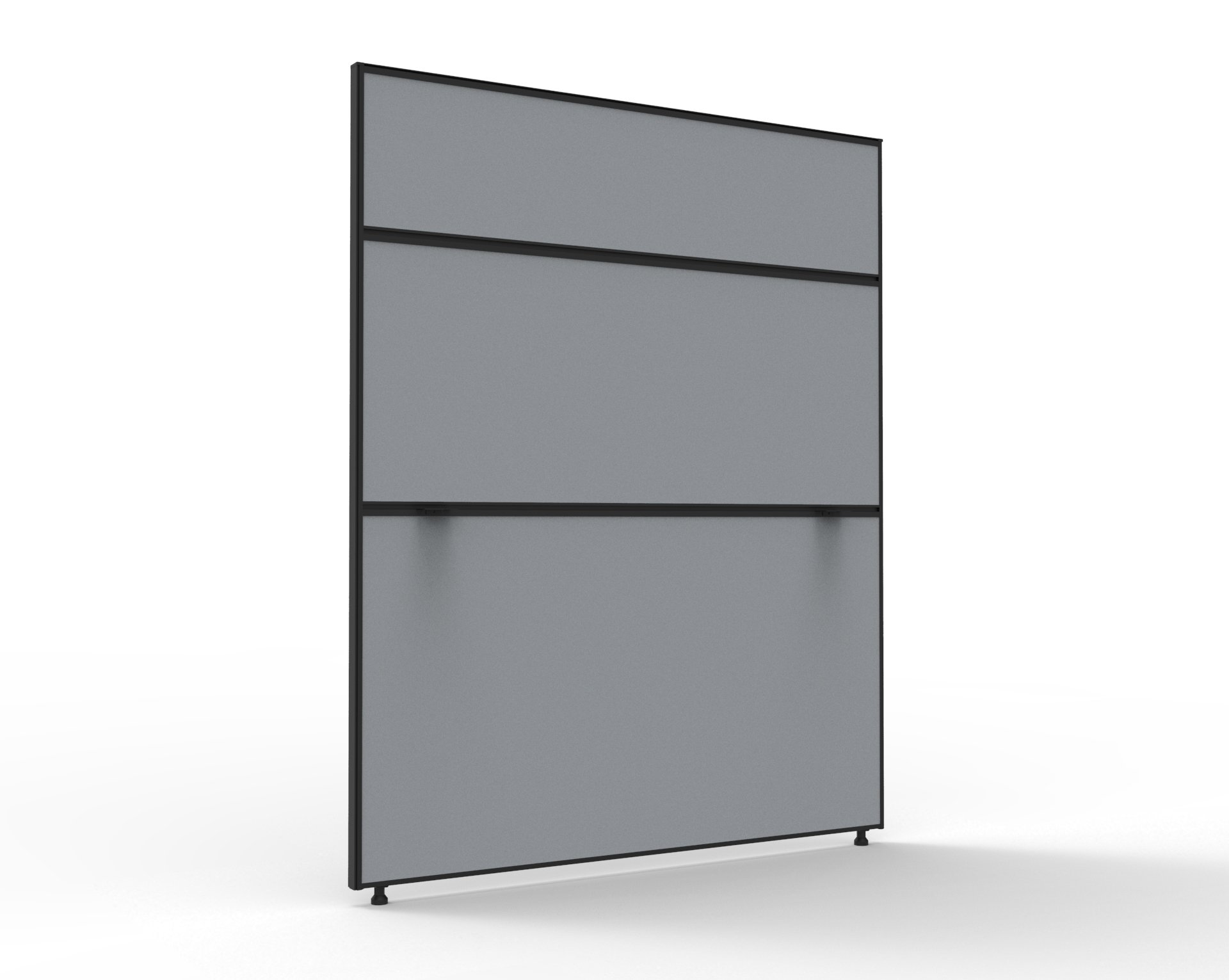 Rapidline SHUSH30 Desk Screen 1200W x 1500H x 30T – Grey Fabric, Black Powder Coat Frame