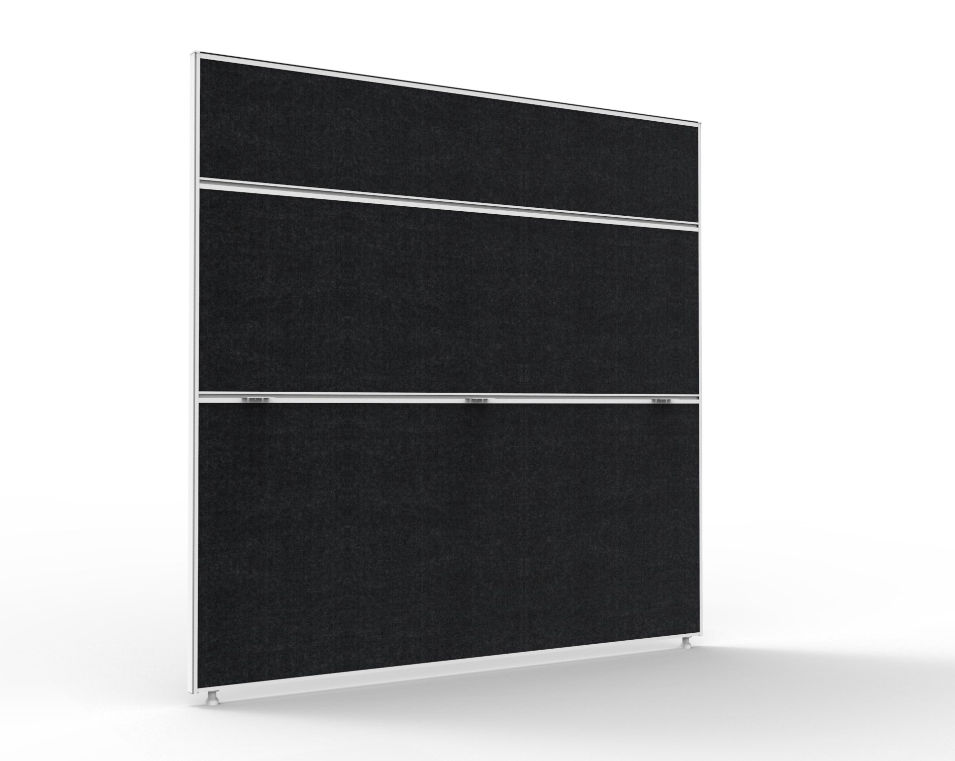 Rapidline SHUSH30 Desk Screen | 1500W x 1500H x 30mm | Black Fabric, White Powder-Coat Frame