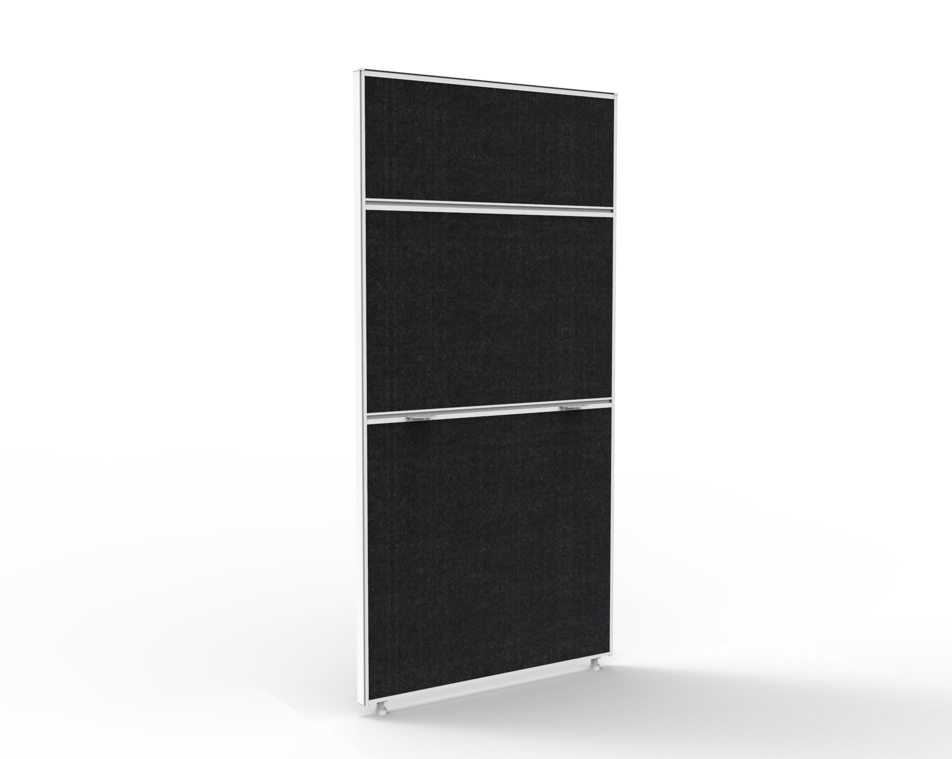 Rapidline Shush30 Desk Screen | 750W x 1500H x 30T mm | Black Fabric, White Powder Coat Frame