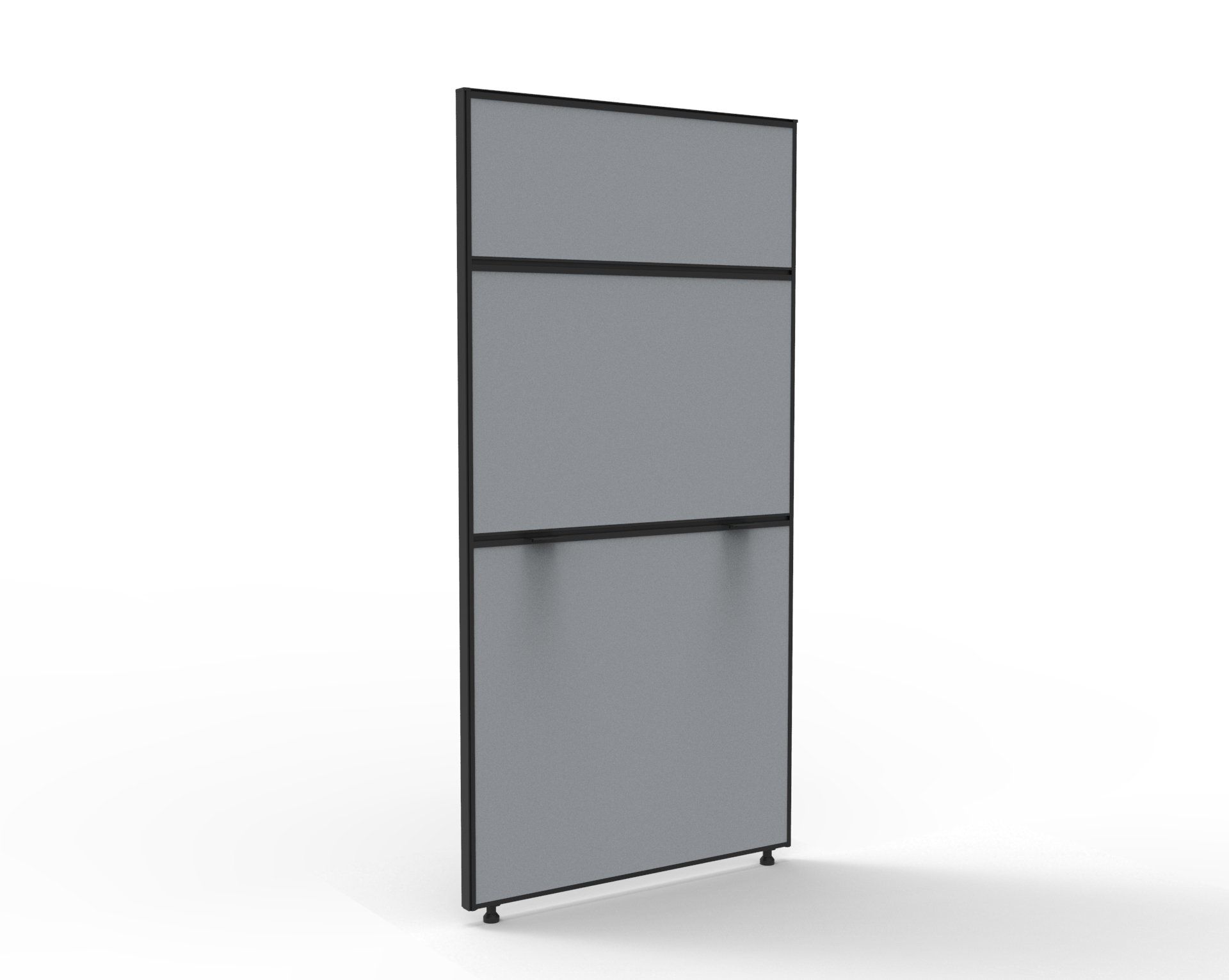 Rapidline SHUSH30 Desk Screen 750W x 1500H x 30T – Grey Fabric, Black Powder-Coat Frame