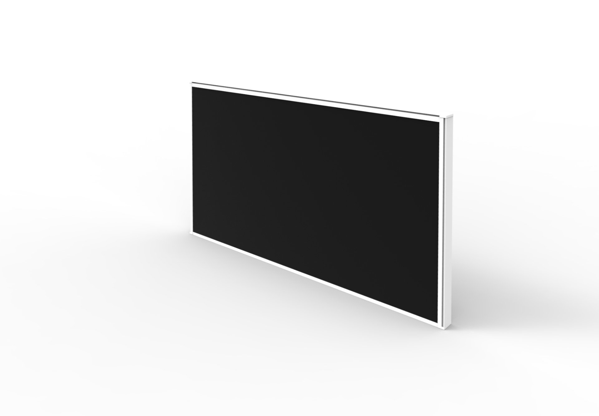 Rapidline SHUSH30 Desk Screen 750W x 495H x 30T – Black Fabric, White Powder-Coat Frame