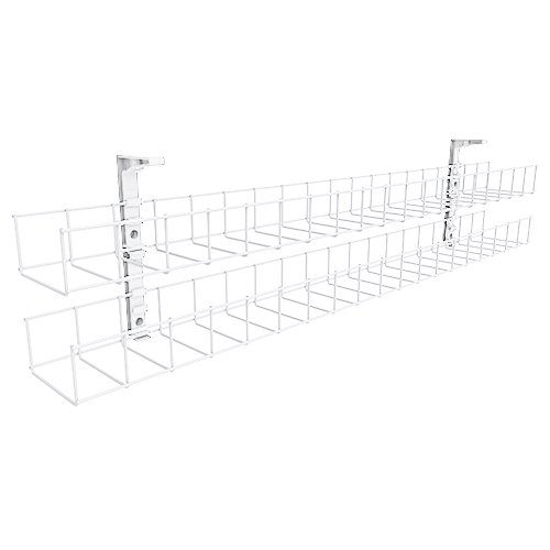 RAPIDLINE Dual Tier Cable Basket – 650mm White, CMS Tag Lead