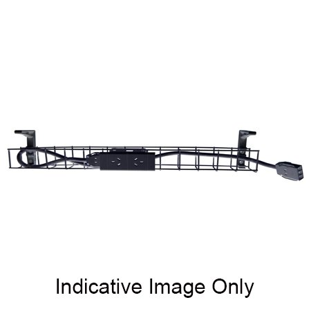 Rapidline Single Tier Cable Basket | 1250mm Black | Power-Only with 2× GPO Outlets