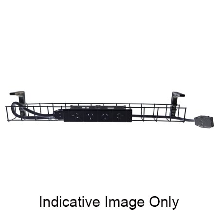 RAPIDLINE Cable Basket – Single Tier, 4× GPO, 1250mm, Black (SWBK12504G BK)