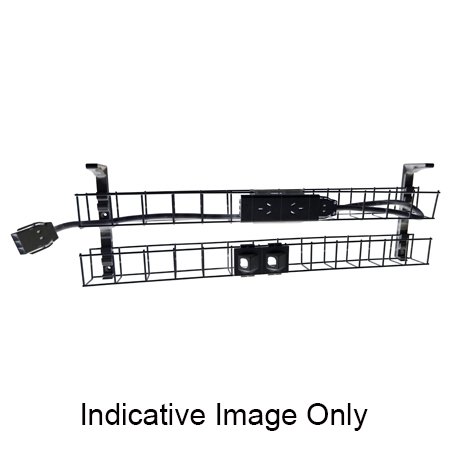 Rapidline Wiring Cable Basket | Dual Tier | 2× GPO + 2× Data | 1550mm Desk | Black