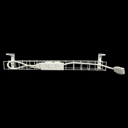 Rapidline Wiring Cable Basket | Single Tier | 2× GPO | 1550mm Desk | White