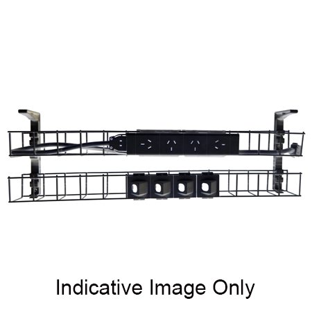 Rapidline Dual Tier Cable Basket | 4 GPO + 4 Data | 1550mm | Black