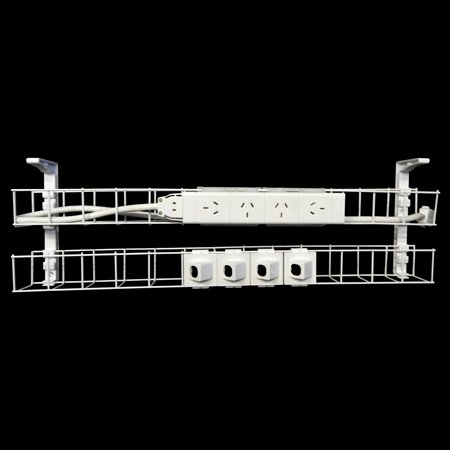 Rapidline Dual Tier Cable Basket | 4 GPO + 4 Data | 1550mm | White