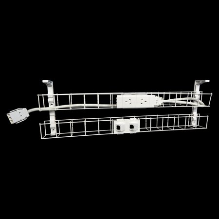 Rapidline Dual Tier Cable Basket – White, 650mm, 2× GPO + 2× Data, CMS Tag Lead