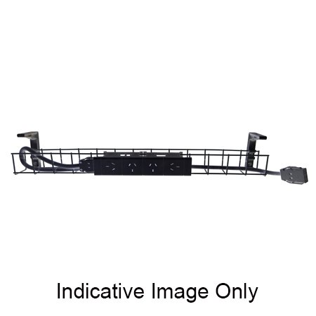 Rapidline Single Tier Cable Basket – Black, 650mm, 4× GPO, CMS Tag Lead
