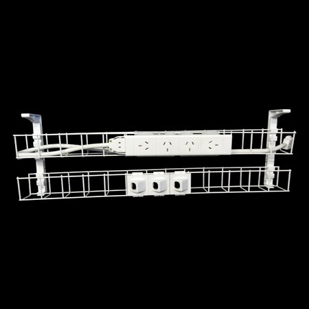 Rapidline Dual Tier Cable Basket – White, 950mm | 4× GPO + 3× Data Provisions