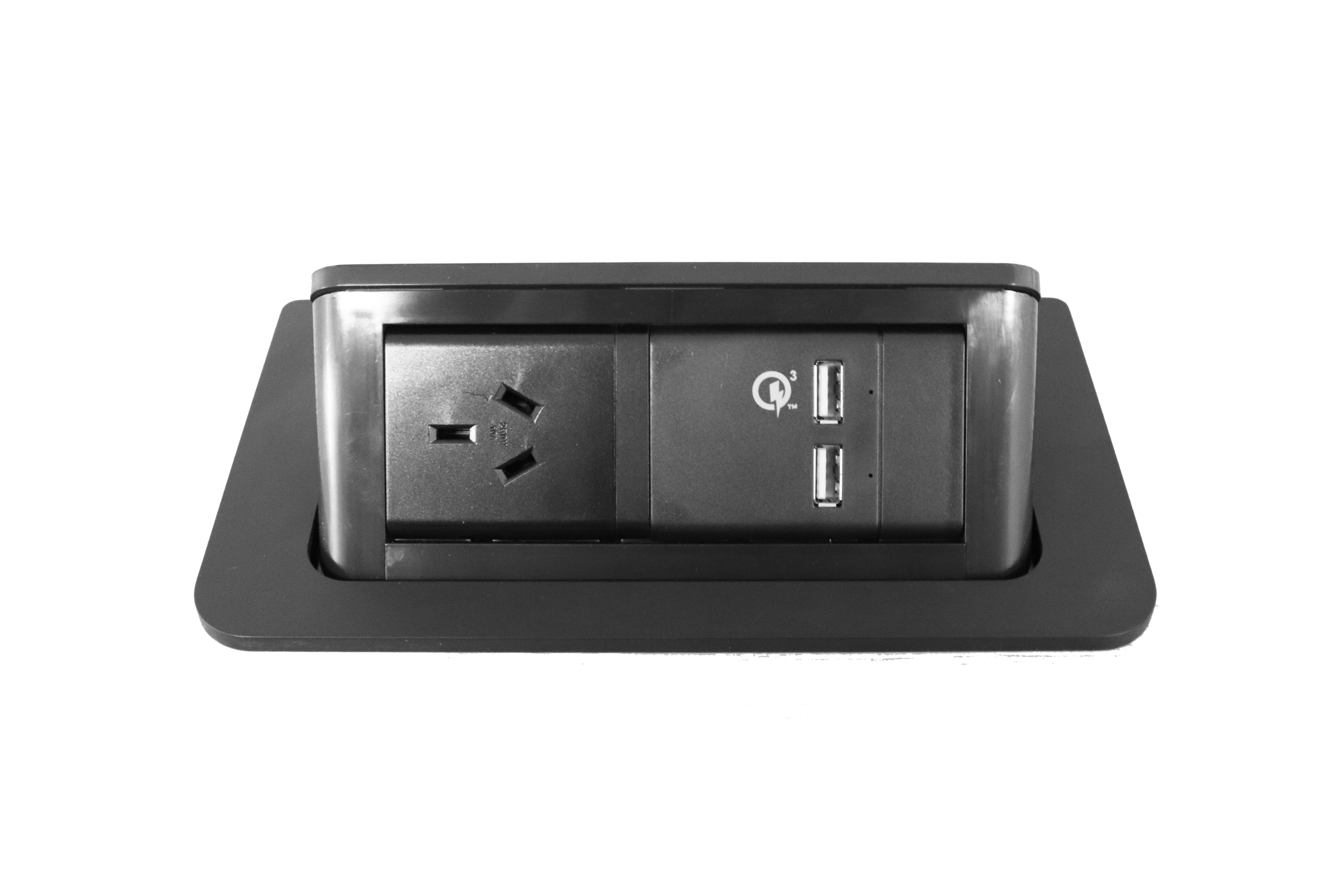 Rapidline Pop-Up In-Desk Power Module – Black | 1 GPO + 2 USB-A