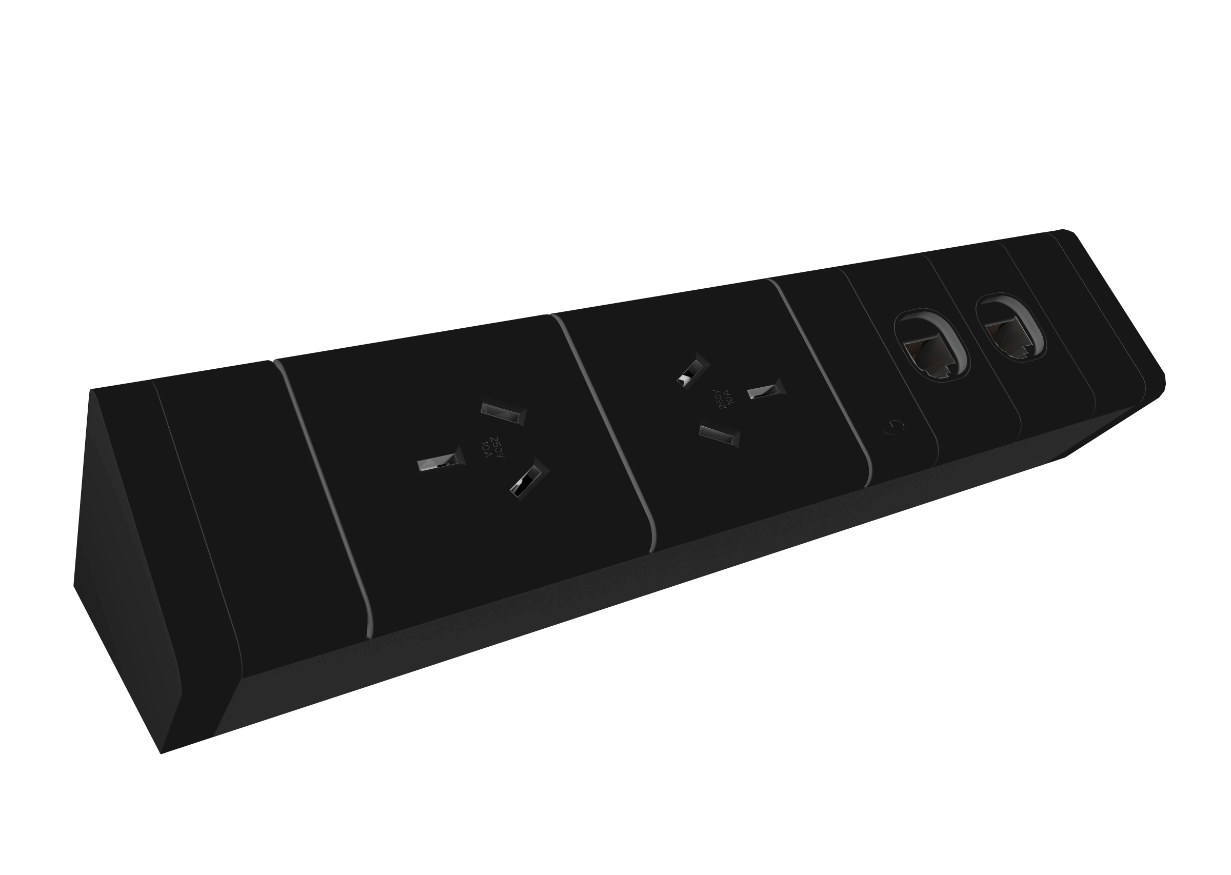 RAPIDLINE Power Rail – 2× GPO + 2× Data – Black