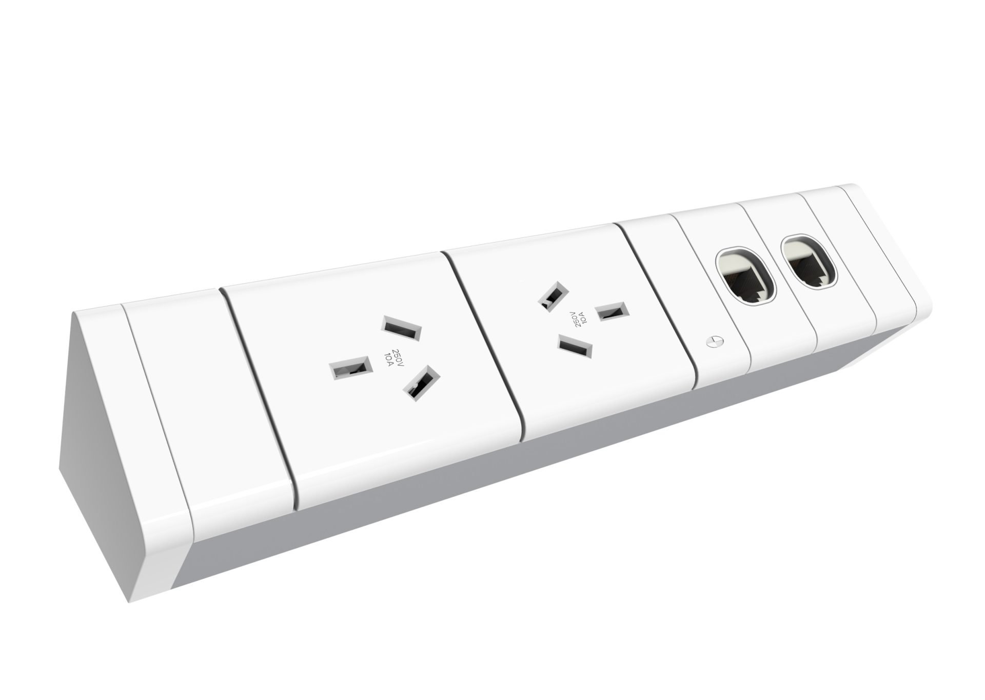 RAPIDLINE Power Rail – 2× GPO + 2× Data – White