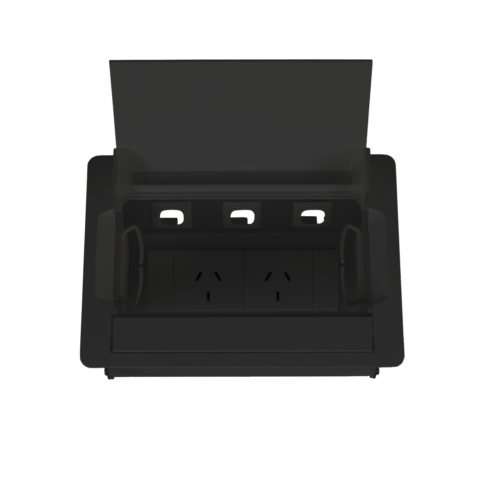 Rapidline Boardroom Table Box – 2 GPO, 3 Data Ports, Black | Lid-Close