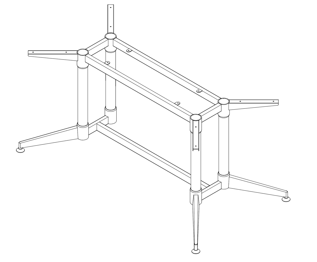 Rapidline Typhoon Single Stage Meeting Table Frame – 1542mm W x 792mm D x 725mm H – Black with Polished Aluminium
