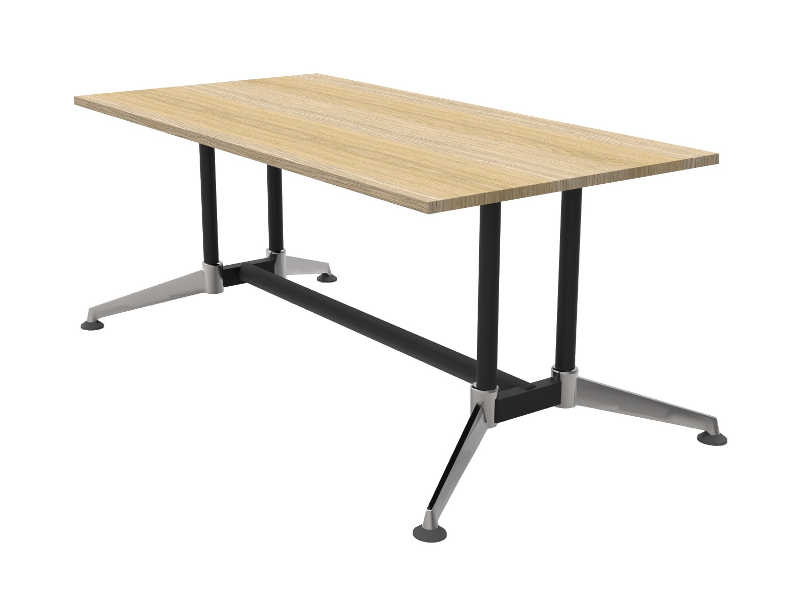 Rapidline Typhoon Meeting Table – 1800 x 900mm, Natural Oak Top, Black Powdercoated Frame