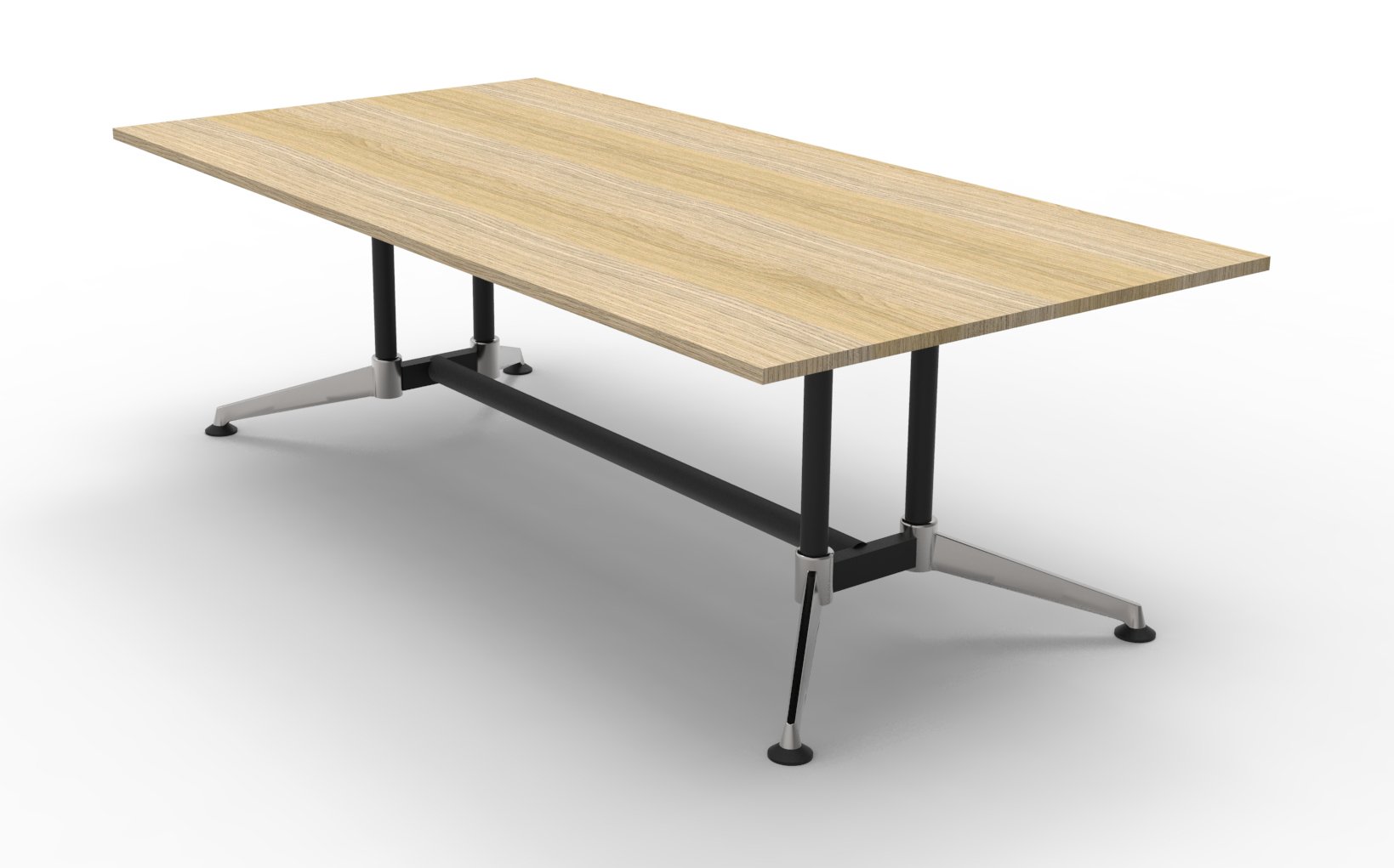 Rapidline Typhoon Meeting Table – 2400mm x 1200mm, Natural Oak Top, Black Powdercoated Frame
