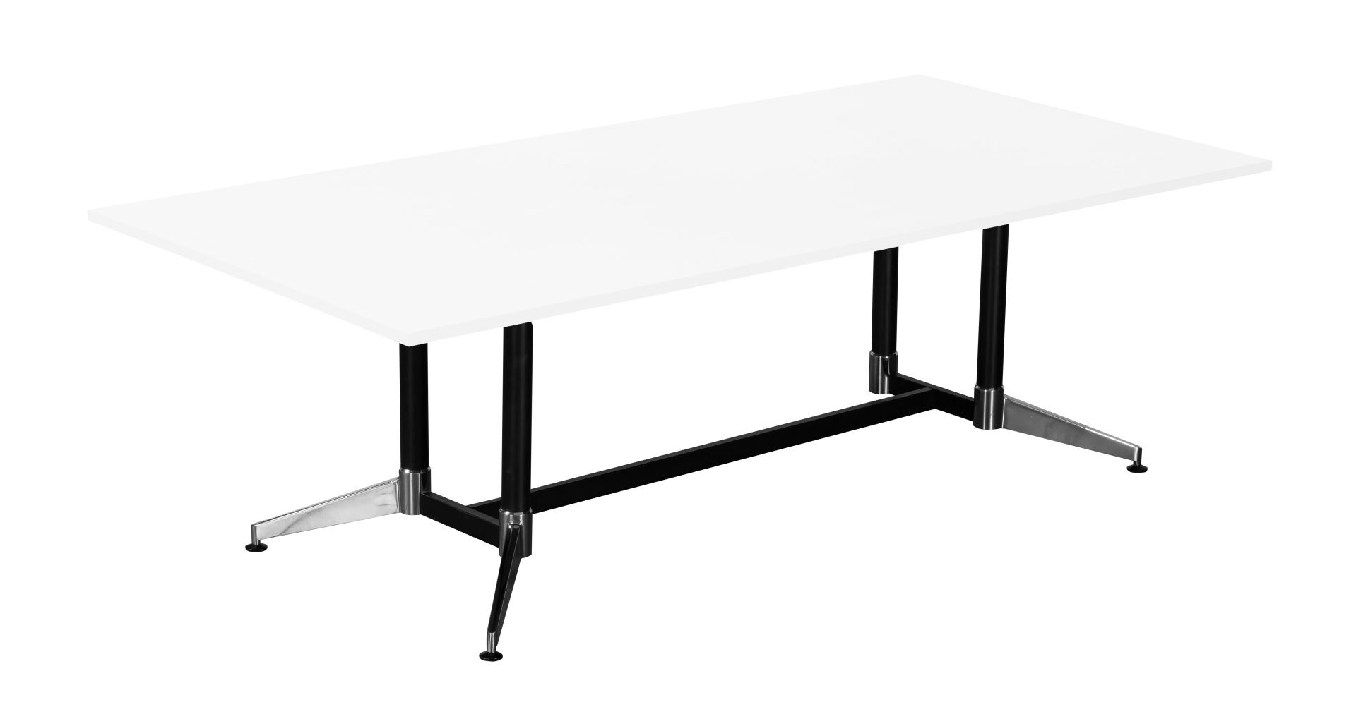Rapidline Typhoon Meeting Table – 2400mm x 1200mm, Natural White Top, Black Powdercoated Frame