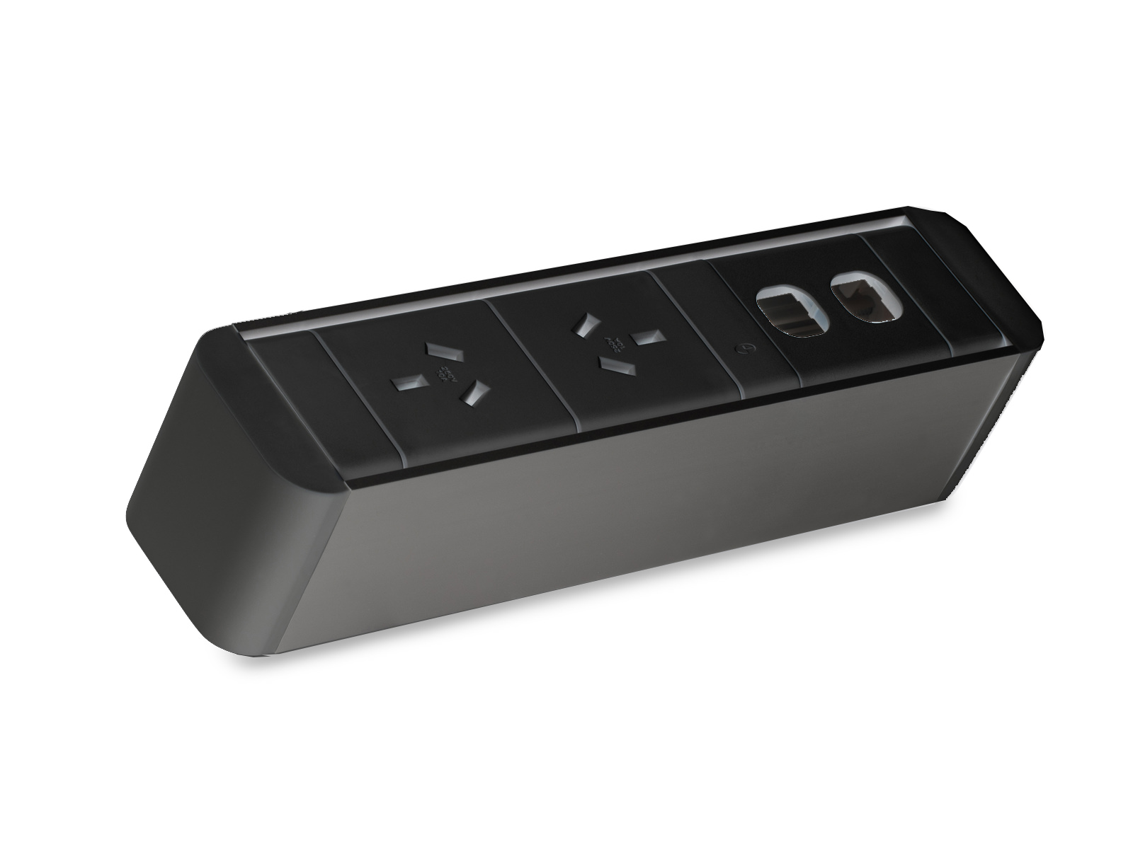 RAPIDLINE CMS Zeus Power Rail – Black – 2× GPO + 2 Data Provisions