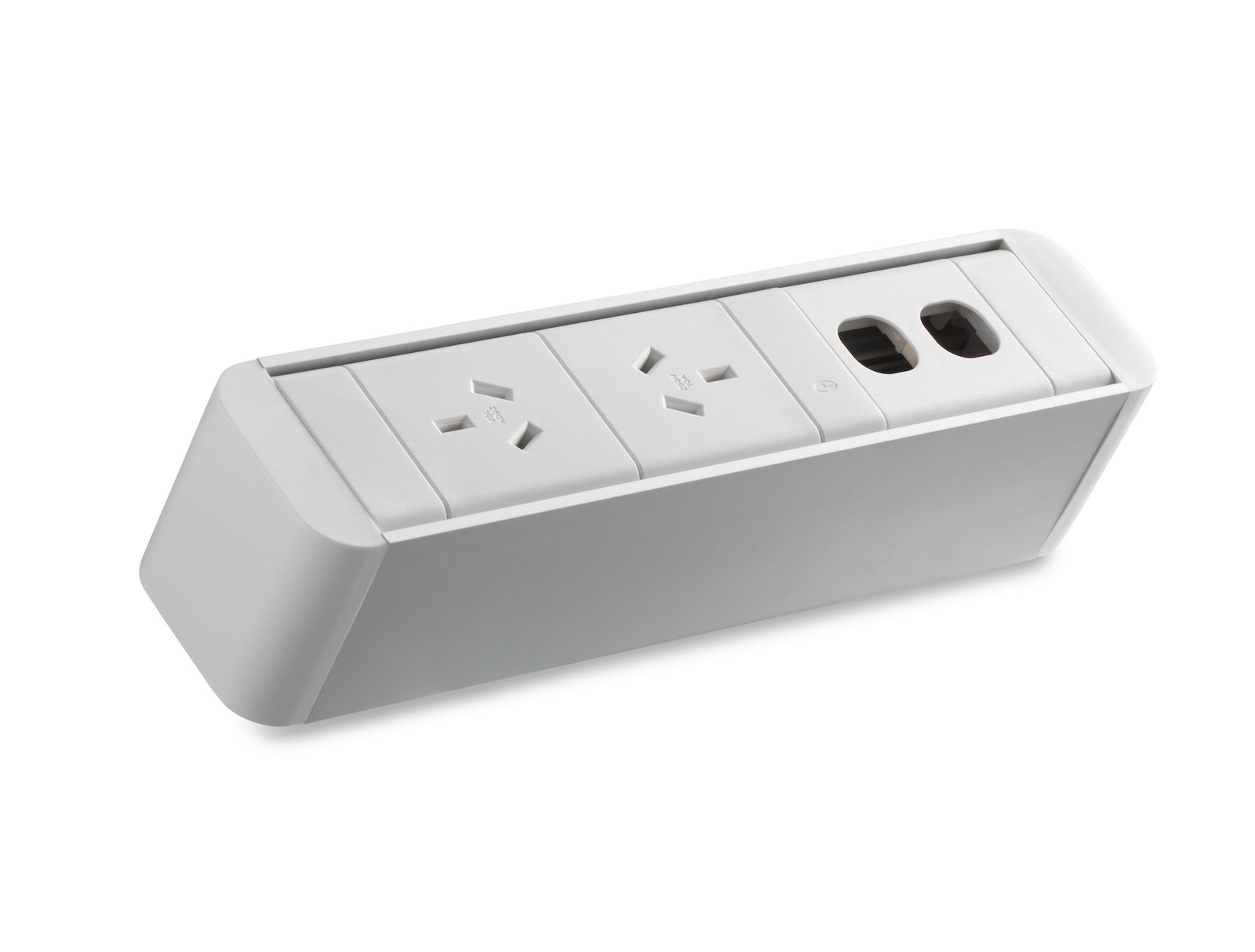 RAPIDLINE CMS Zeus Power Rail – White – 2× GPO + 2 Data Provisions