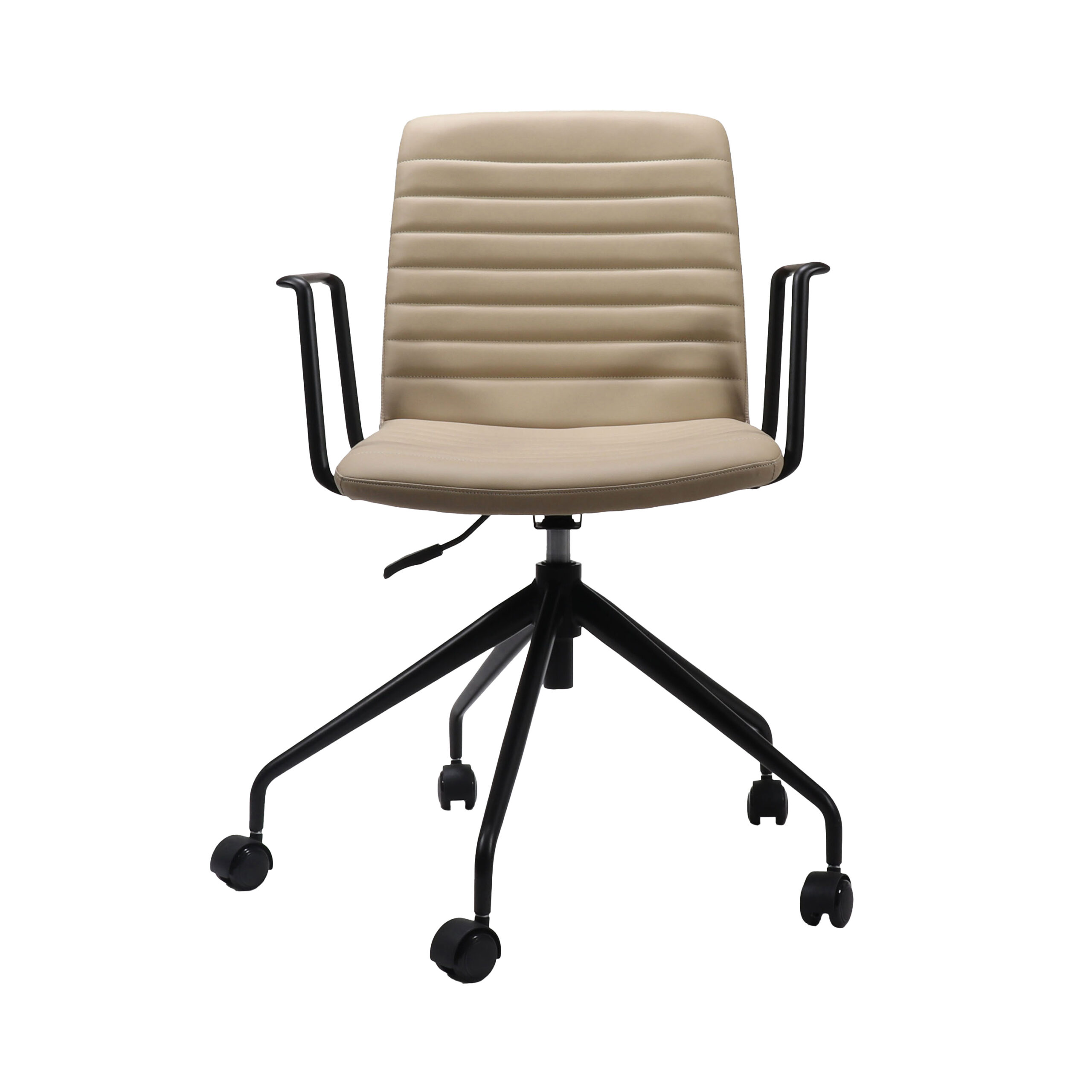 RAPIDLINE Pixel Swivel Chair – Almond PU Seat, Black P/C Base & Arms