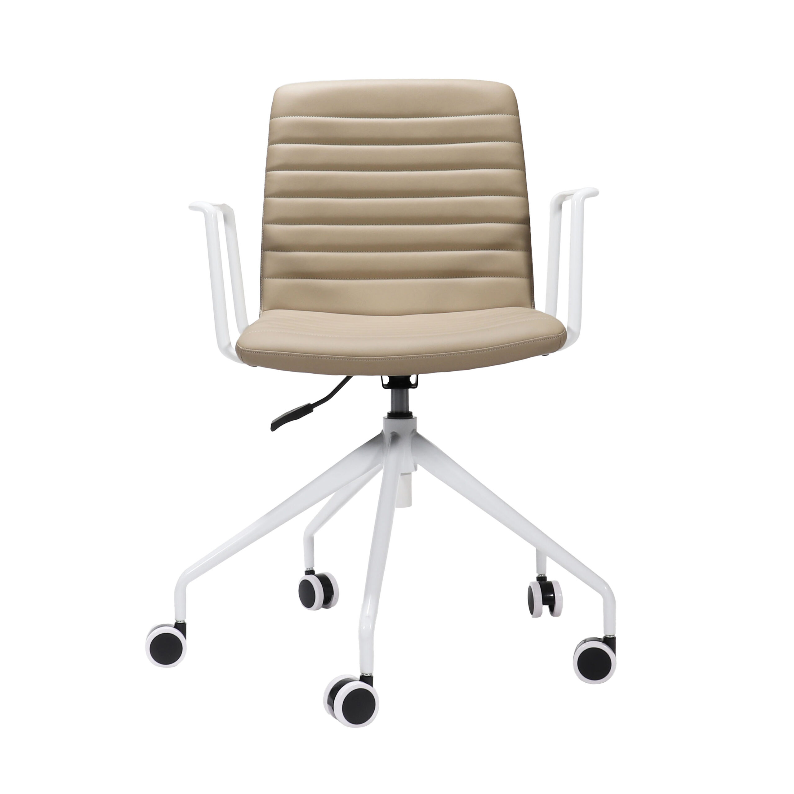 RAPIDLINE Pixel Swivel Chair – Almond PU Seat, White P/C Base & Arms