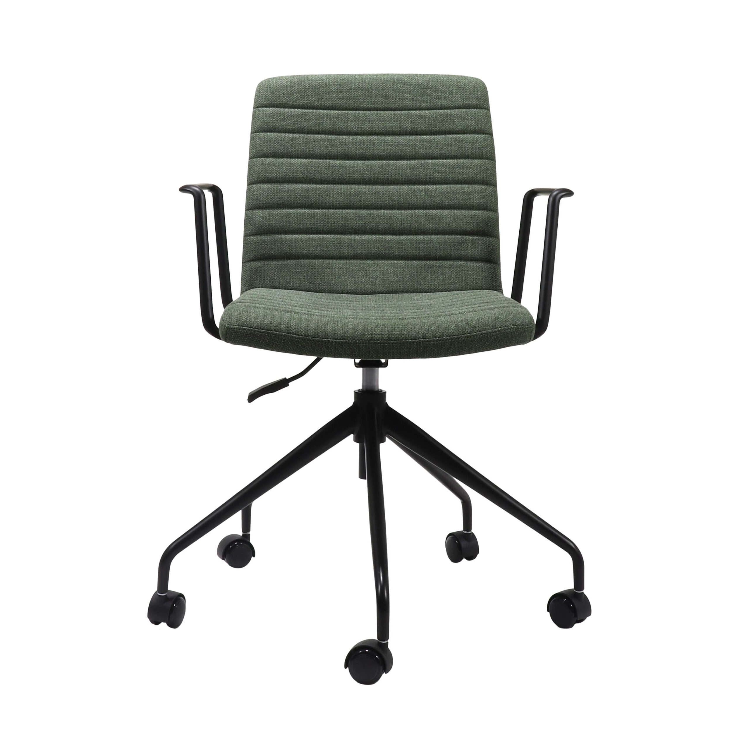 Rapidline Pixel Swivel Chair – Olive Fabric, Black Base & Arms