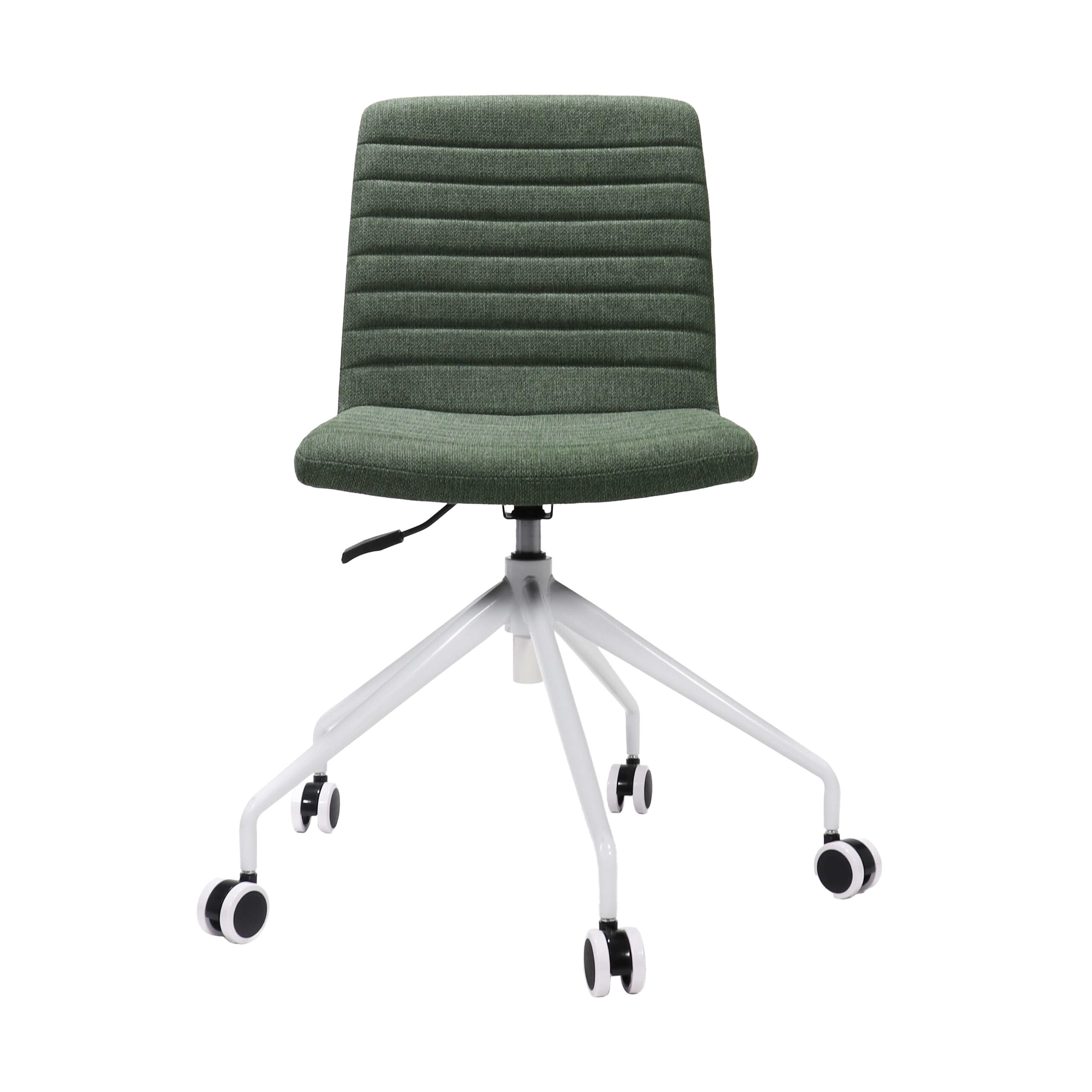 RAPIDLINE Pixel Swivel Chair – Olive Fabric Seat, White P/C Base, No Arms