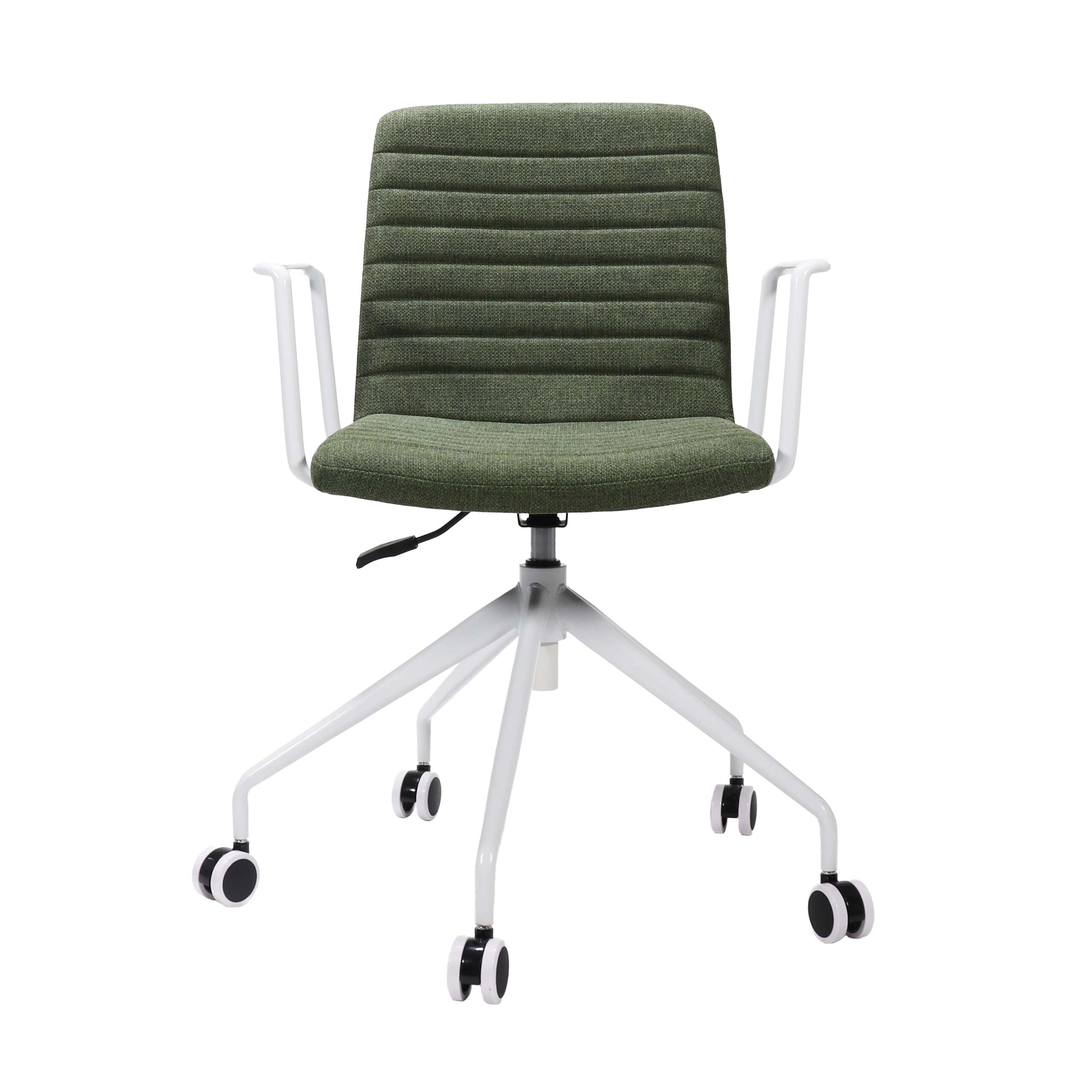 Rapidline Pixel Swivel Chair – Olive Fabric, White Base & Arms
