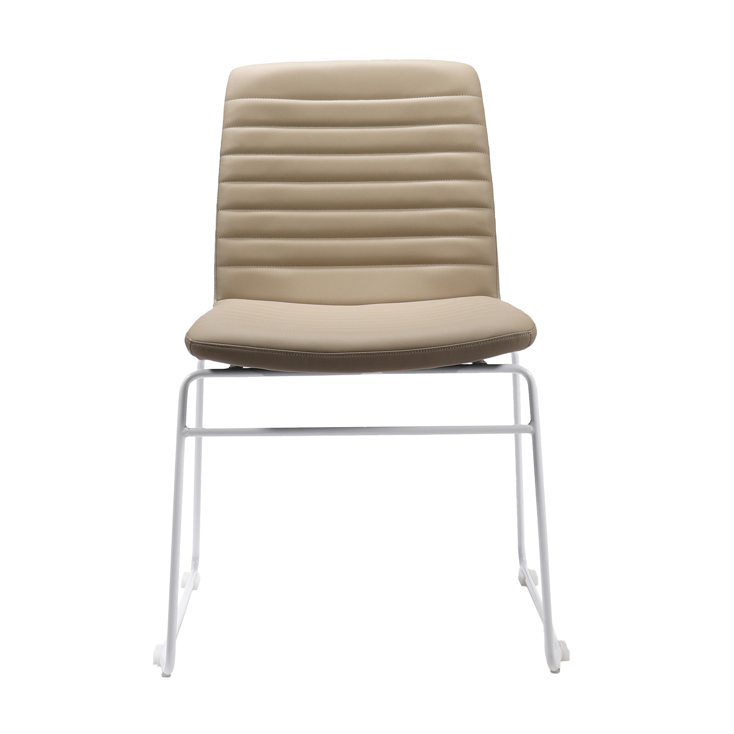 Rapidline Pixel Sled Base Chair – Almond PU Seat, White Powdercoated Frame