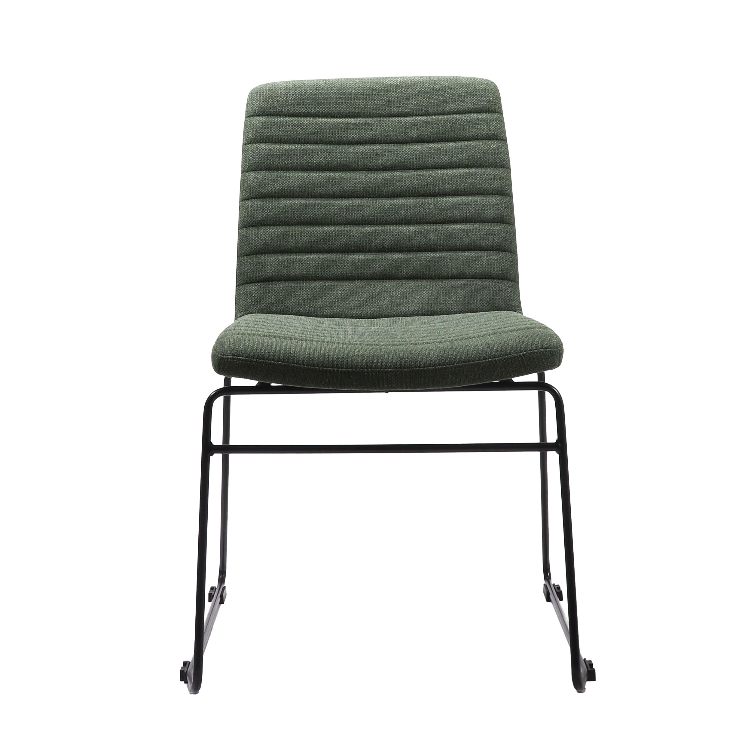 Rapidline Pixel Sled Base Chair – Olive Fabric Seat, Black Powdercoated Frame