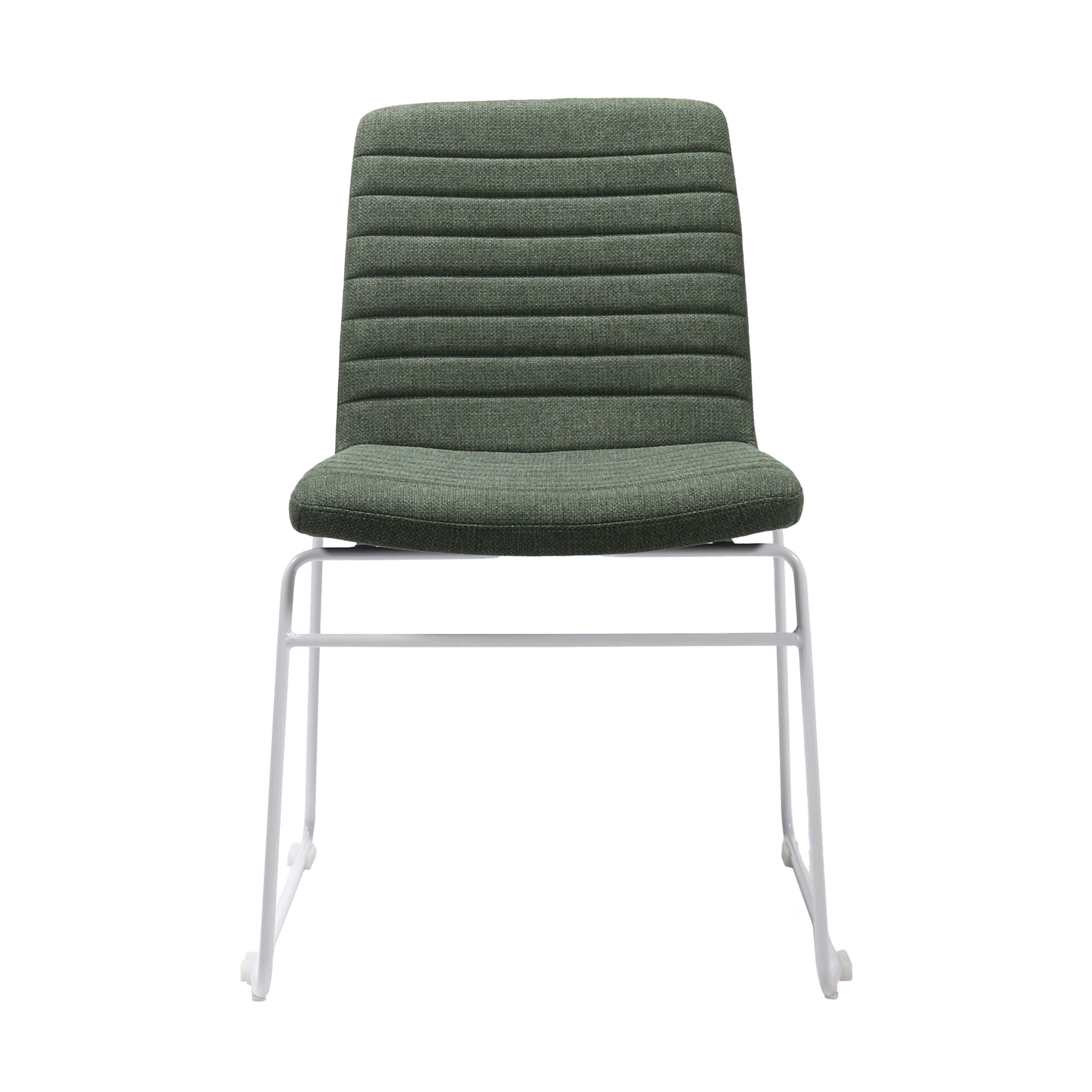 Rapidline Pixel Sled Base Chair – Olive Fabric / White Powdercoated Frame
