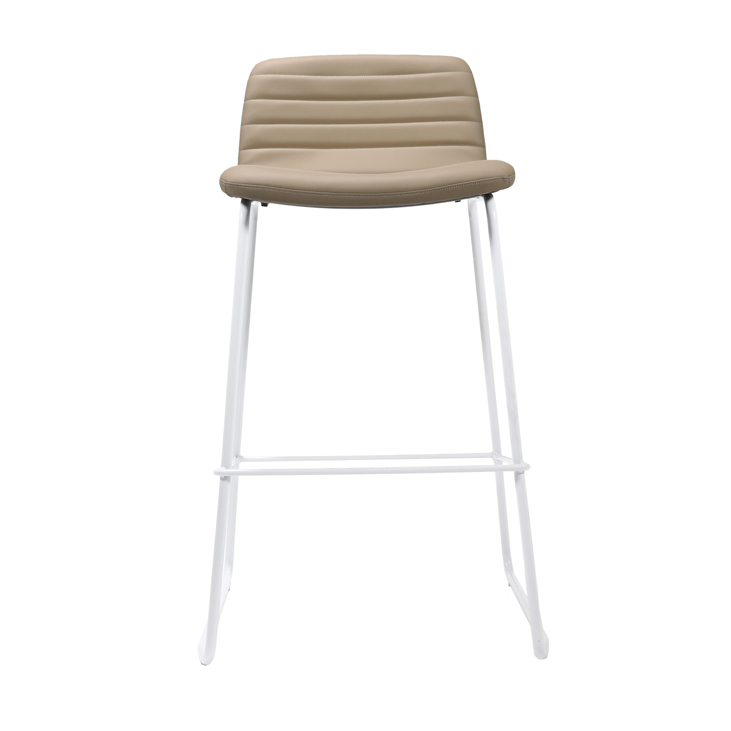 Rapidline Pixel Bar Stool 730H – Almond PU Seat, White Sled Base | 5-Year Warranty