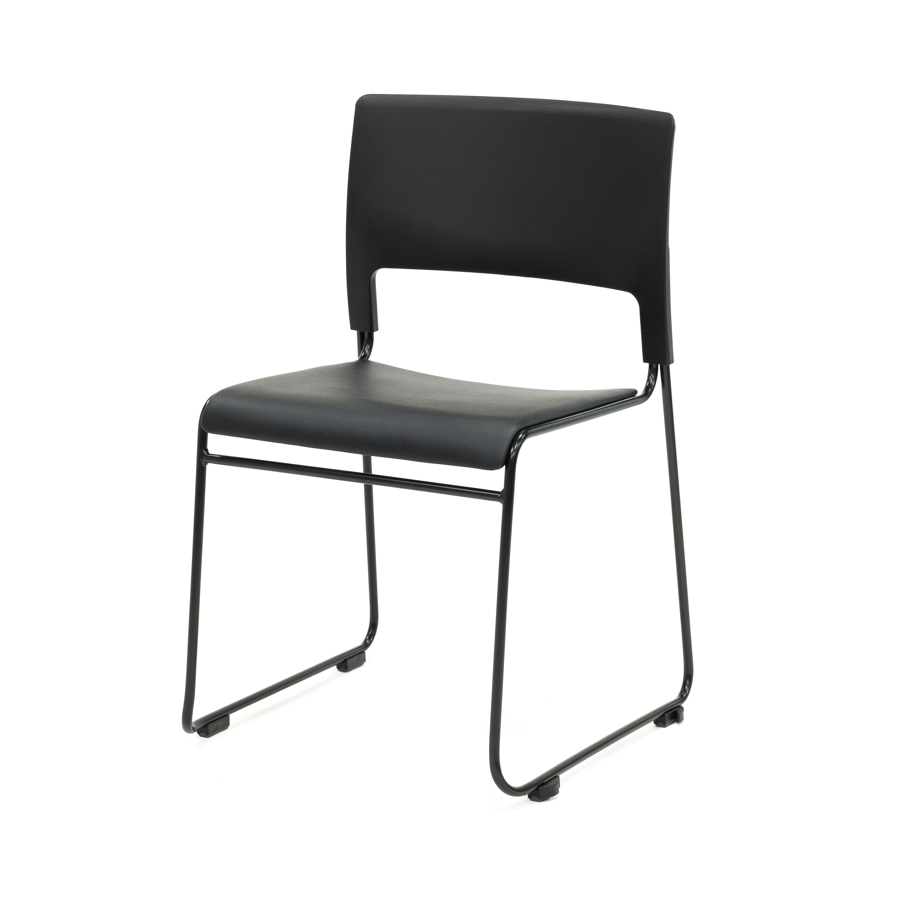 Rapidline Apollo Sled Base Stacking Chair – Black with Upholstered Vinyl Seat Pad