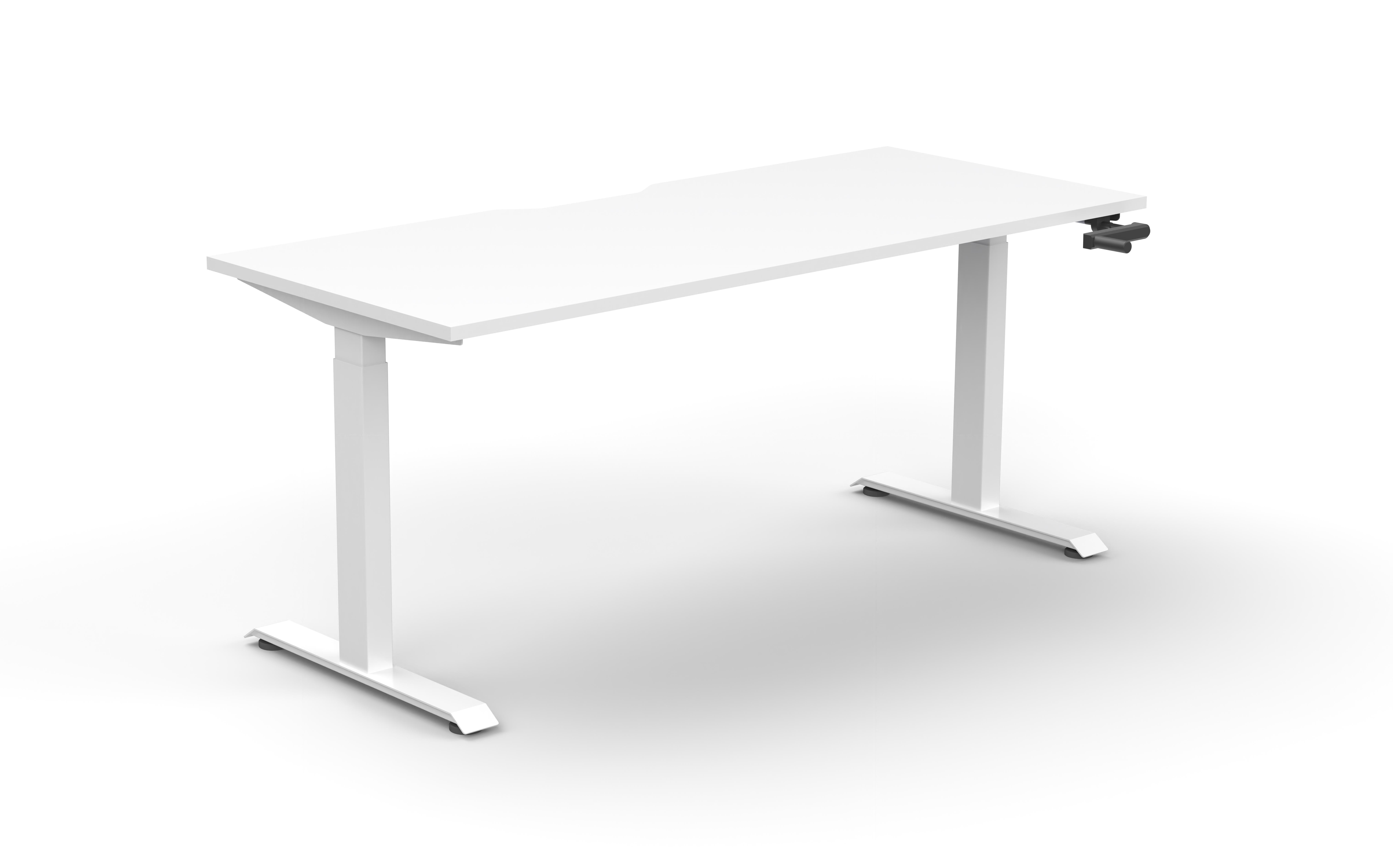 RAPIDLINE Boost Crank Single-Sided Desk – 1500×750mm, Natural White Top, White Satin Frame