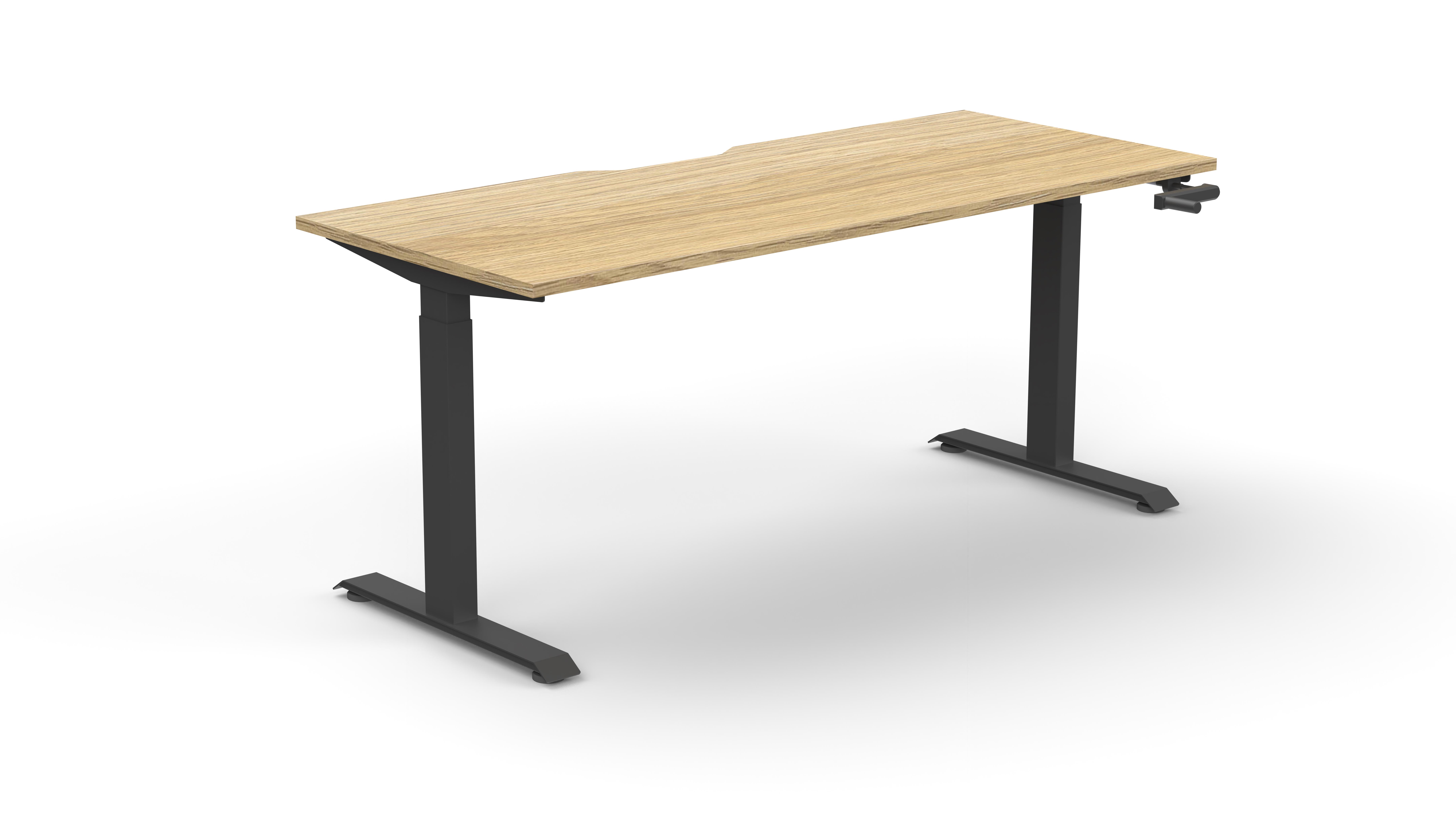 RAPIDLINE Boost Crank Single-Sided Desk – 1800×750mm, Natural Oak Top, Black Satin Frame