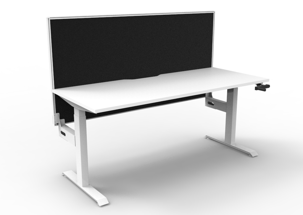Rapidline Boost Crank Single-Sided Workstation | 1500 x 750mm | Natural White Top, White Frame, Black Screen