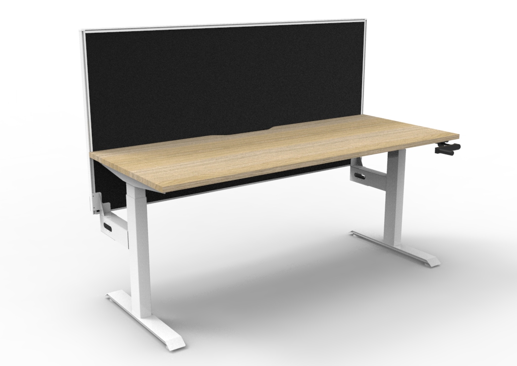 Rapidline Boost Crank Single-Sided Workstation | 1800 x 750mm | Natural Oak Top, White Frame, Black Screen
