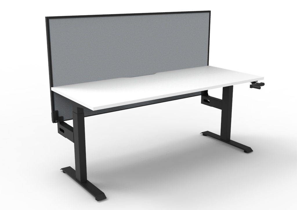 Rapidline Boost Crank Single-Sided Workstation | 1800 x 750mm | Natural White Top, Black Frame, Grey Screen