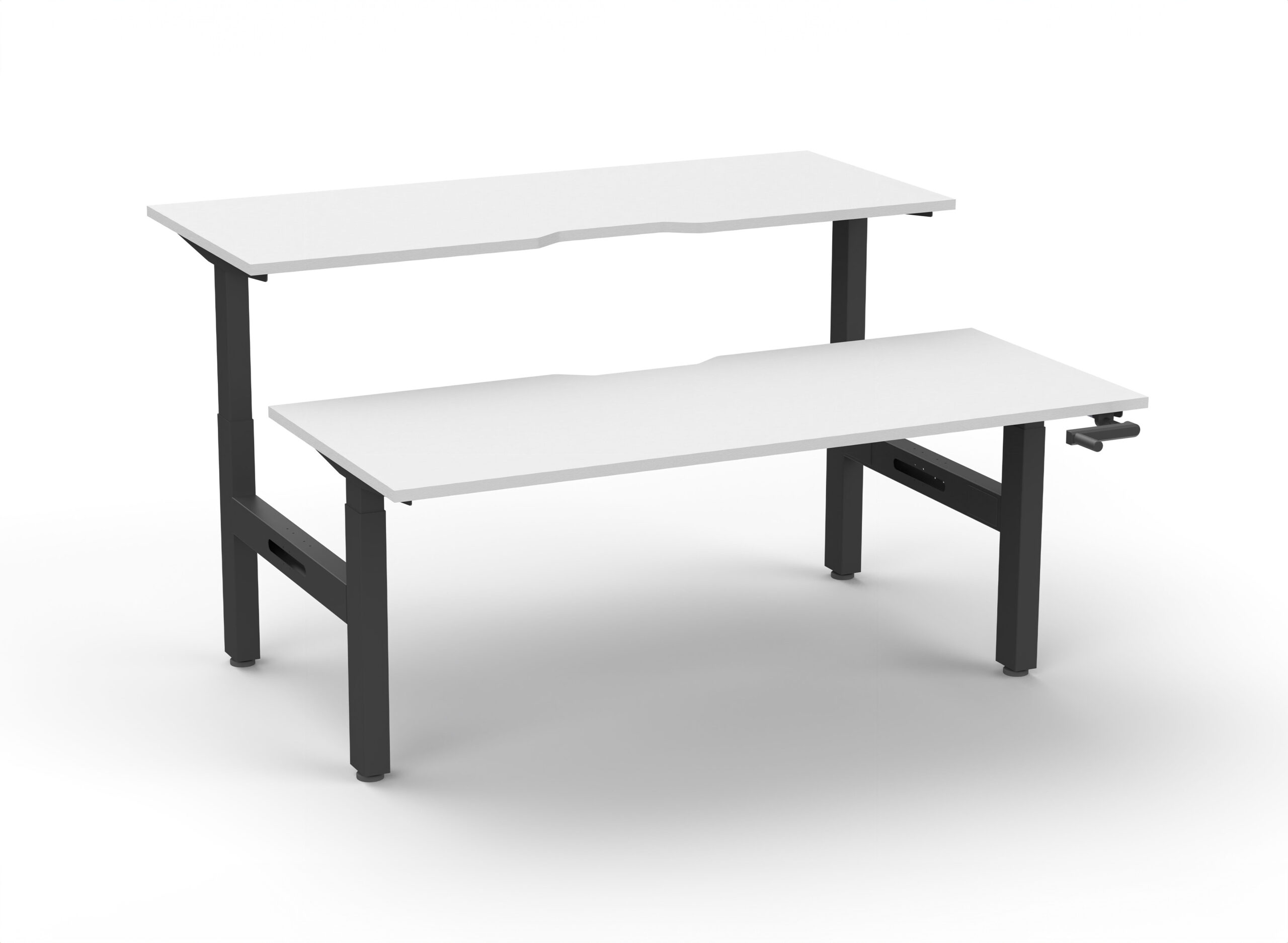 Rapidline Boost Crank Back-to-Back Workstation – 1500mm W x 750mm D | Natural White Top & Black Satin Frame
