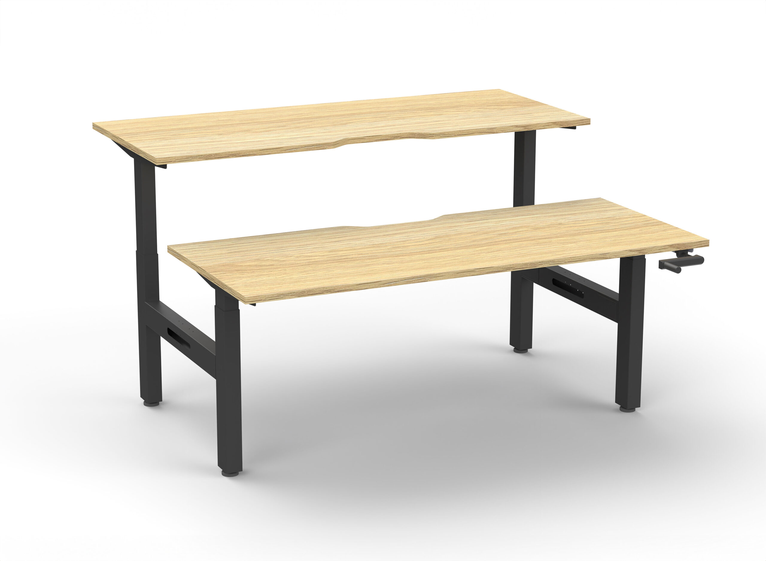Rapidline Boost Crank Back-to-Back Workstation – 1800mm W x 750mm D, Natural Oak Top & Black Satin Frame