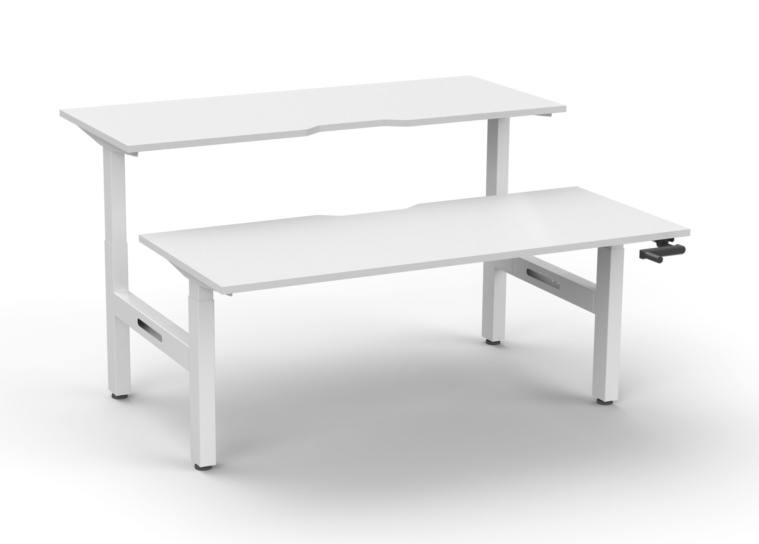 Rapidline Boost Crank Back-to-Back Workstation – 1800×750mm, Natural White Top, White Satin Frame