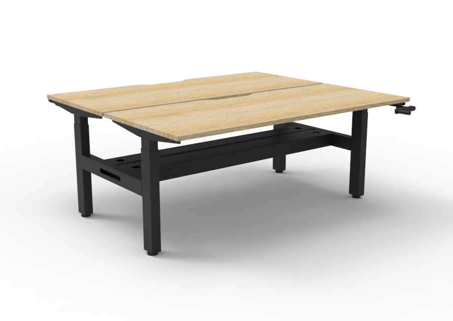 RAPIDLINE Boost Crank Back to Back Workstation | 1800x750mm | Natural Oak Top & Black Satin Frame