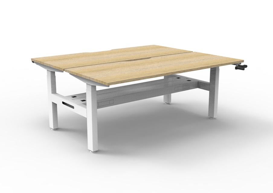 RAPIDLINE Boost Crank Back to Back Workstation | 1800x750mm | Natural Oak Top & White Satin Frame