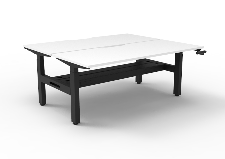 RAPIDLINE Boost Crank Back to Back Workstation | 1800x750mm | Natural White Top & Black Satin Frame