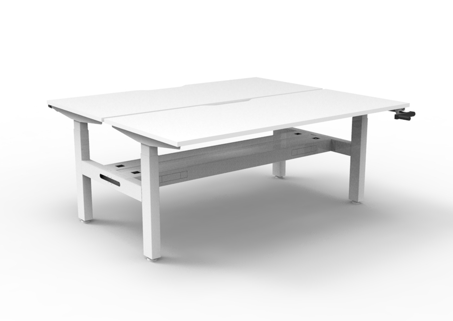 Rapidline Boost Crank Back-to-Back Desk – 1800mm × 750mm, White Top & White Frame, Cable Tray
